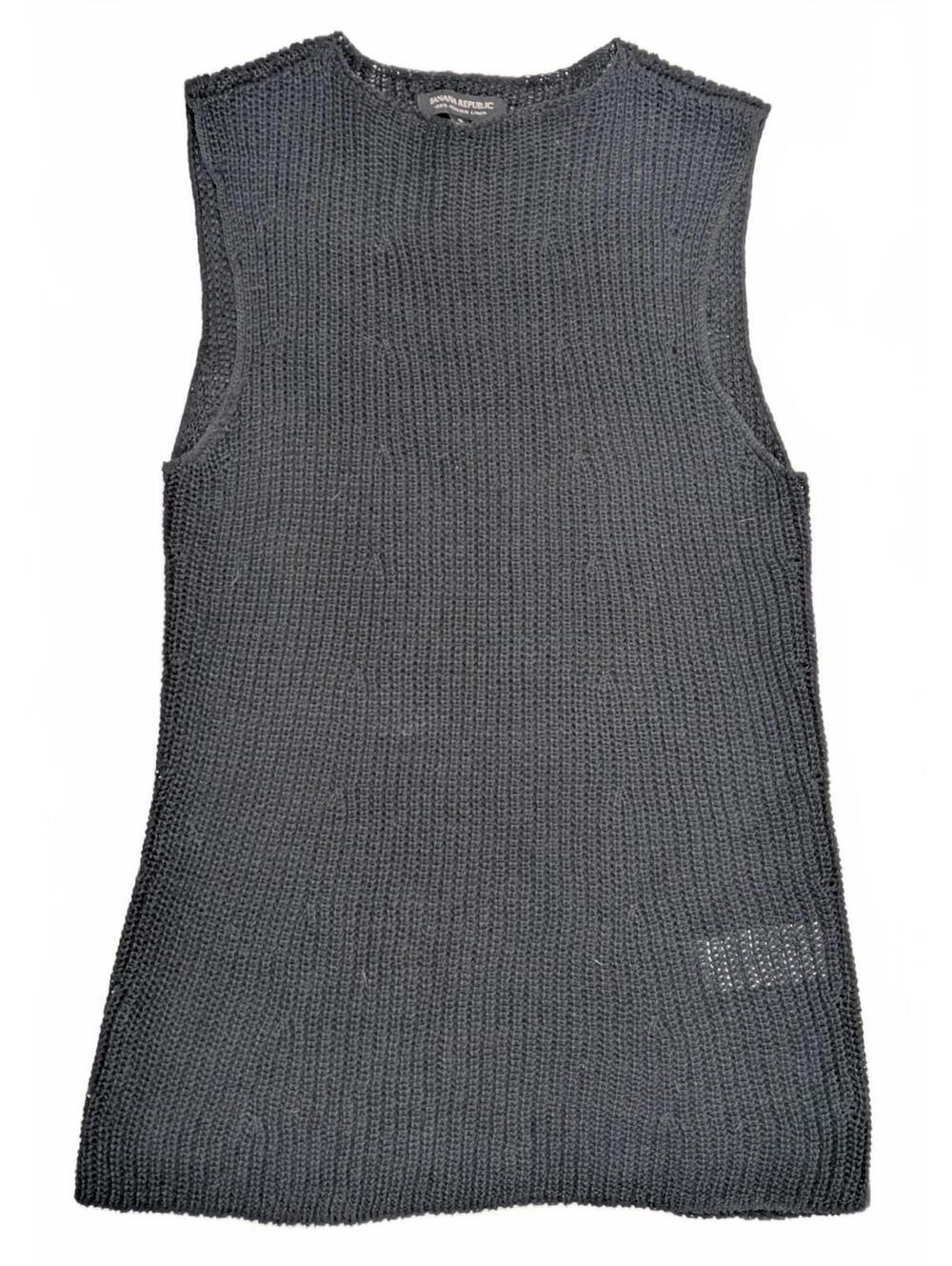 Banana Republic Linen Black Open Weave Knit Sleeveless Sweater Vest Small